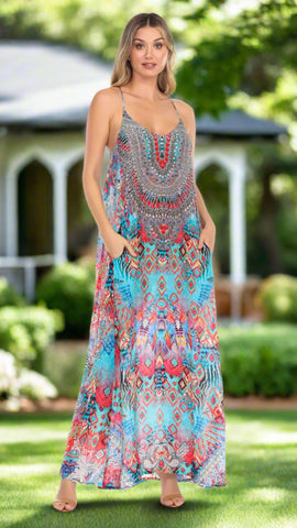 Ikat Blossom Convertible 3 Way Maxi Dress Wholesale  La Moda Clothing