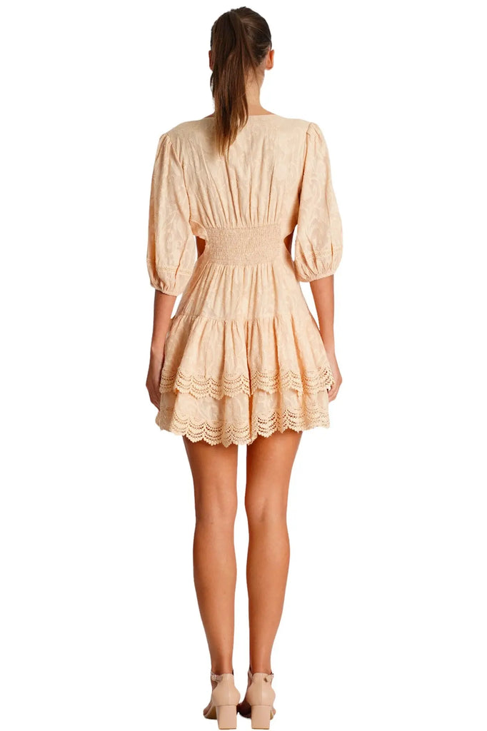 Jacquard Cut Out Mini Dress  La Moda Clothing