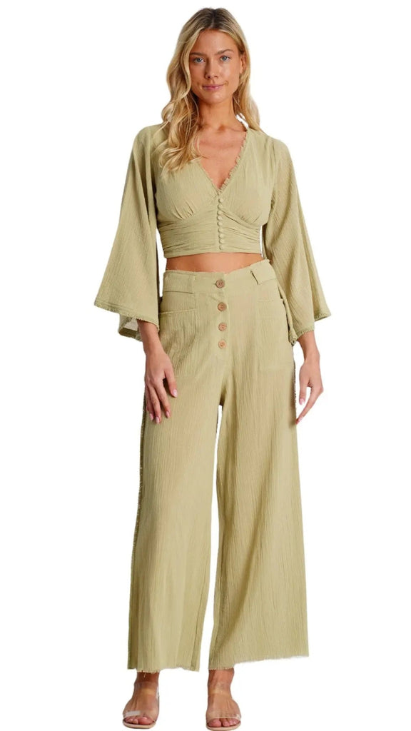 Crop Top Pants Set  La Moda Clothing
