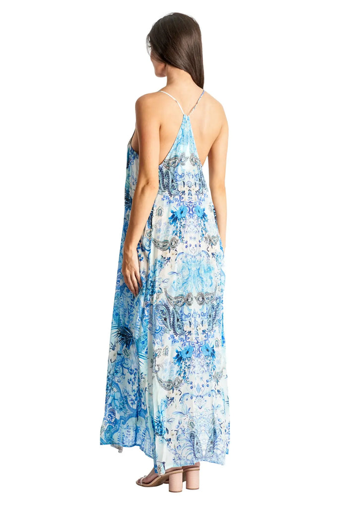 Spaghetti Strap Maxi Resort Dress with Front Pockets - La Moda Clothing