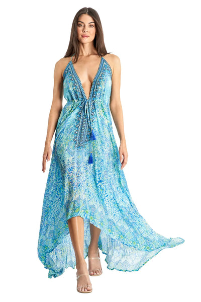 Women's Silk Resort Wear, Tie-Dye Halter Dress