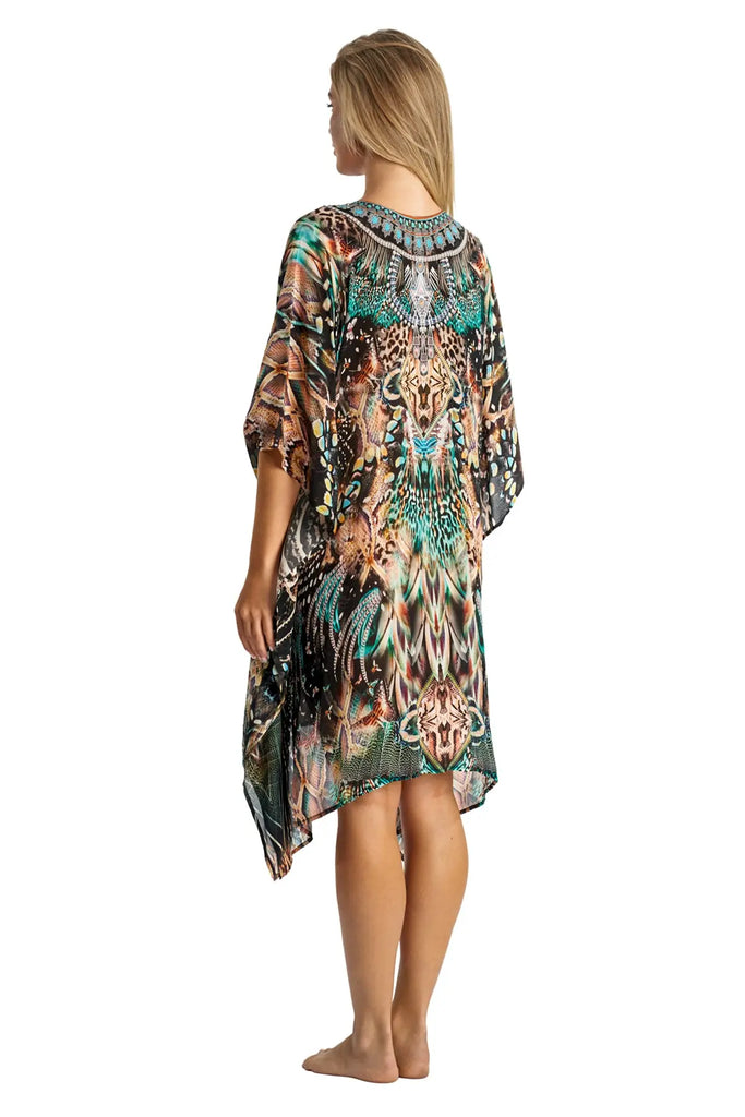 Caftan Light weight Lounger Dress | Laid Back Printed Kaftan Dress Coastal Resort Style Bathing Suit Bikini Swimsuit Cover Up - La Moda Clothing