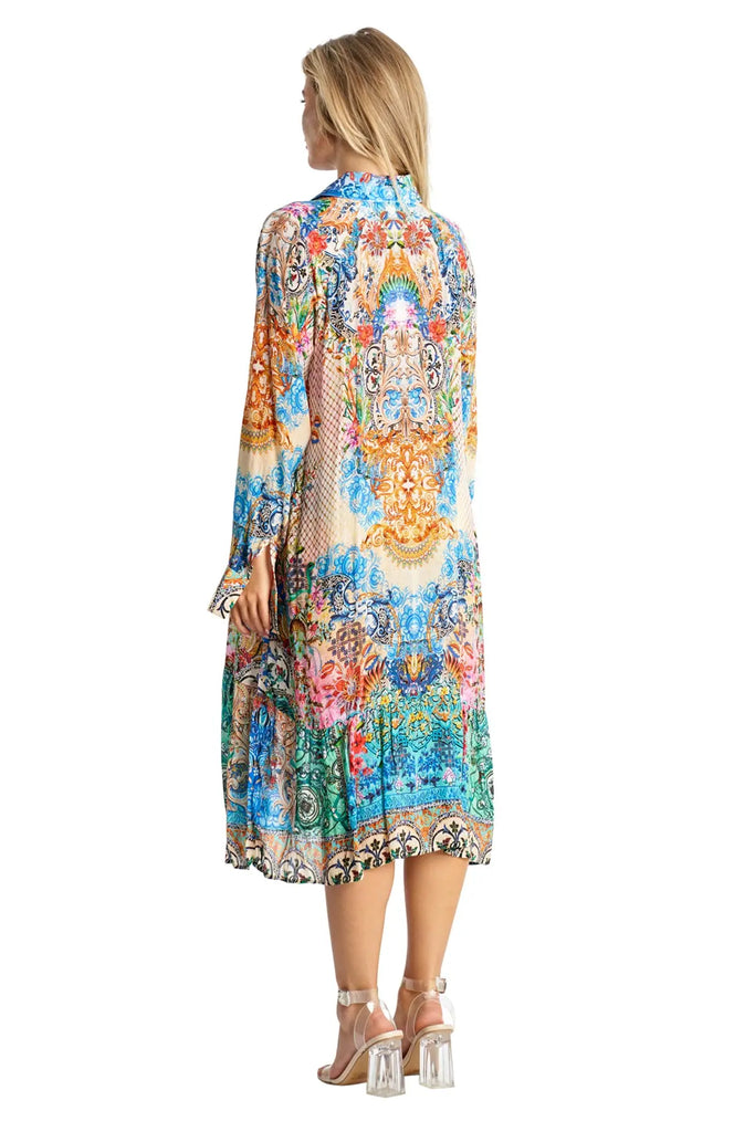 A-Line Kaftan Collar Dress - La Moda Clothing