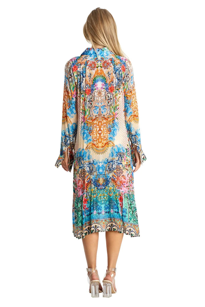 A-Line Kaftan Collar Dress - La Moda Clothing