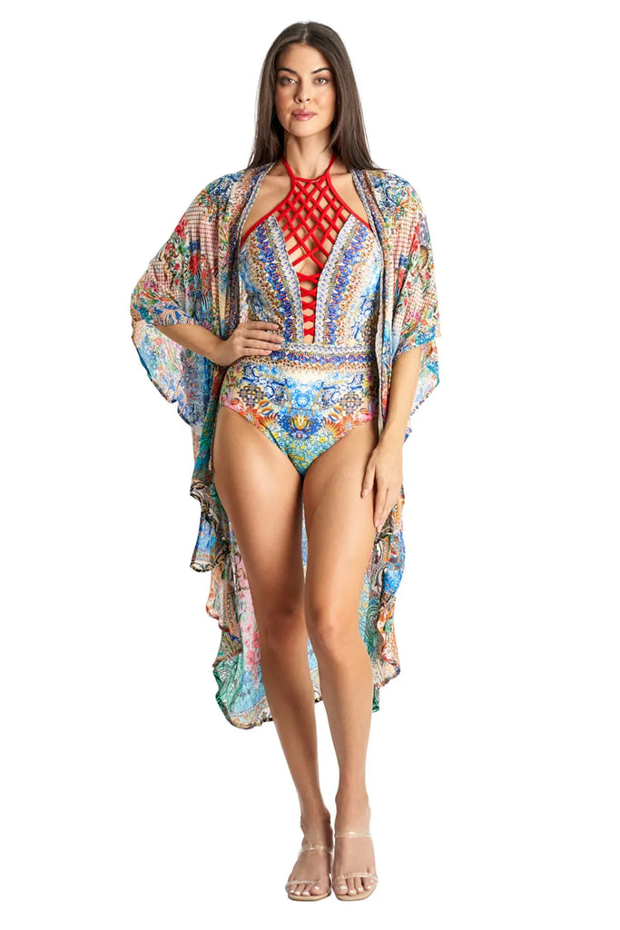 Kimono Cover Up in Viscose Silk - La Moda Clothing