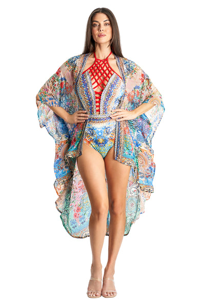 Kimono Cover Up in Viscose Silk - La Moda Clothing