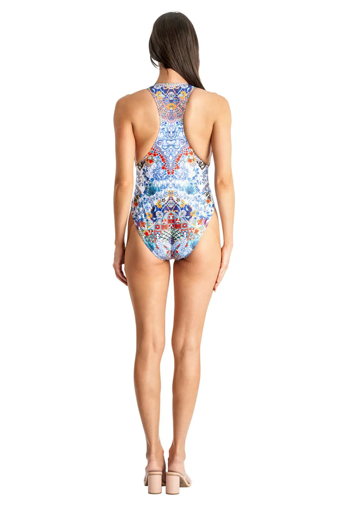 Zip-Up One-Piece Swimsuit - La Moda Clothing