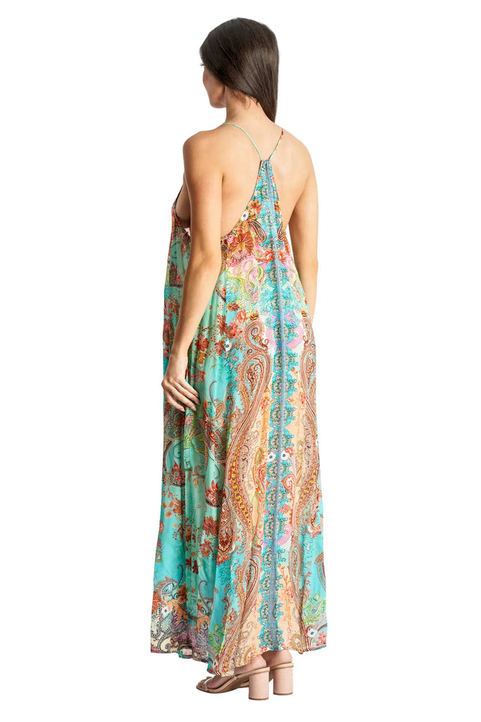 Racerback Elegant Maxi Pocket Dress in Viscose Silk - La Moda Clothing