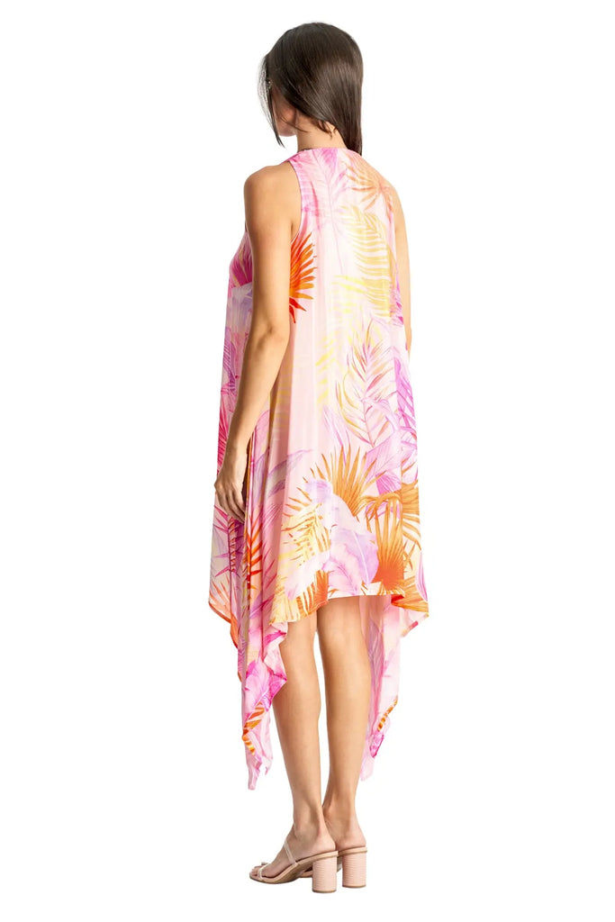 V-Neck Sleeveless Shark-Bite Hem A-Line Midi Dress La Moda Clothing