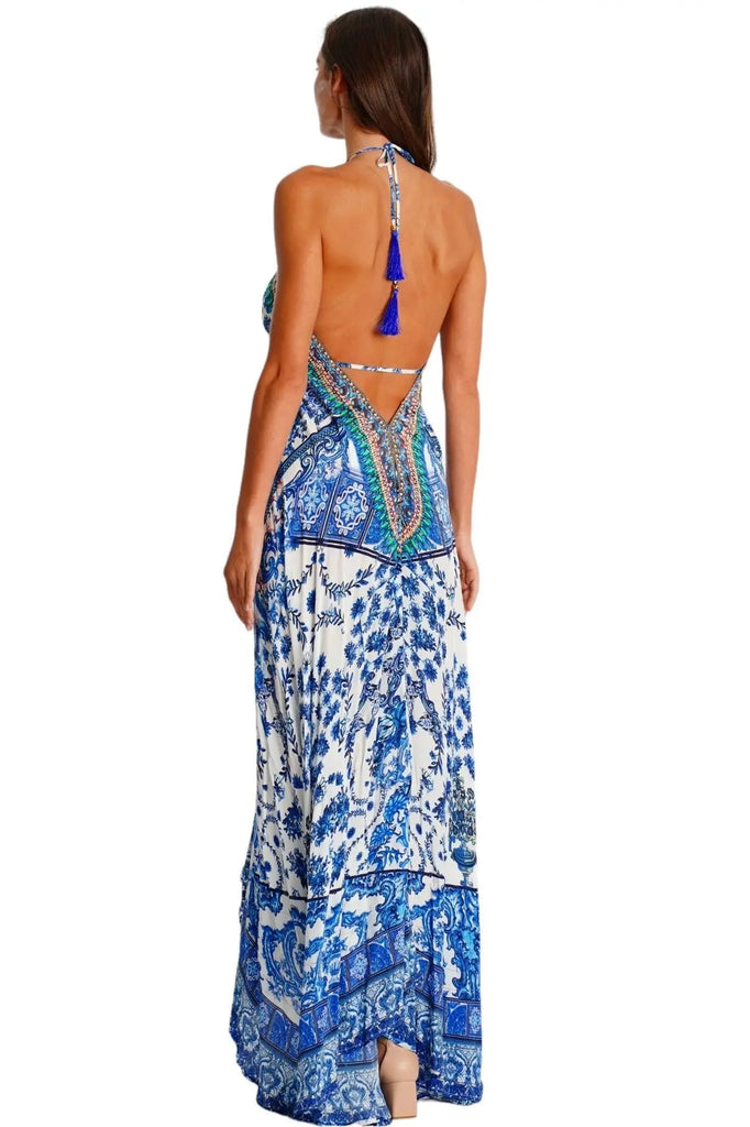 Casual Halter Maxi Dress  La Moda Clothing