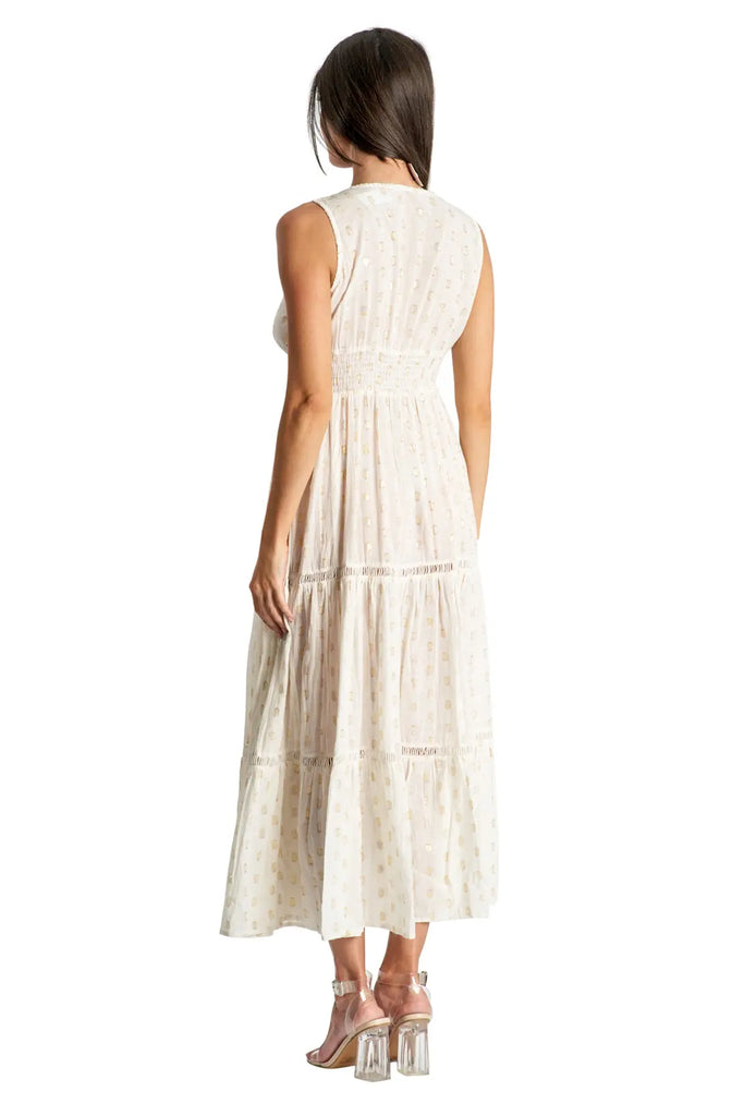 Off White Tiered Maxi Resort Dress - La Moda Clothing