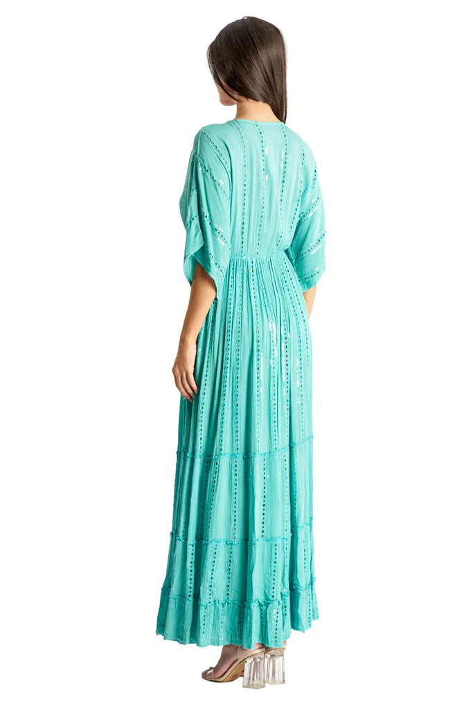 white embellished maxi resort vacation dress - La Moda Clothing