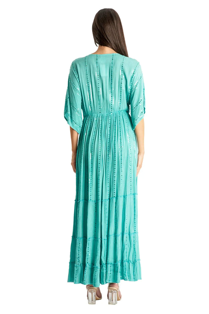 white embellished maxi resort vacation dress - La Moda Clothing