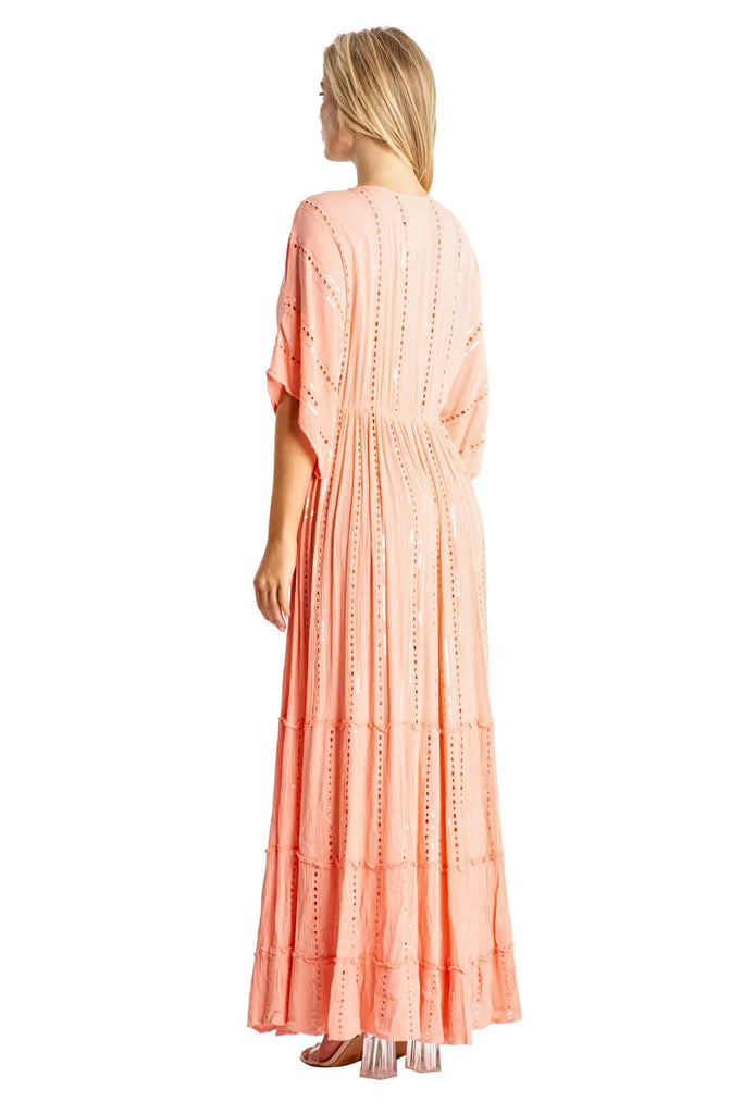 white embellished maxi resort vacation dress - La Moda Clothing