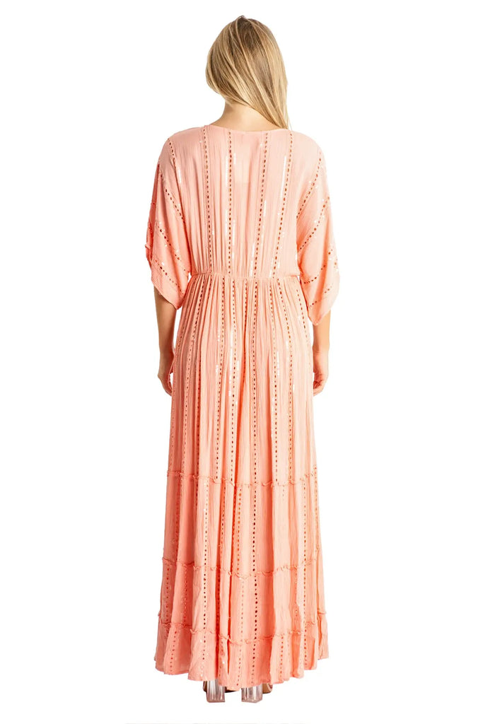 white embellished maxi resort vacation dress - La Moda Clothing