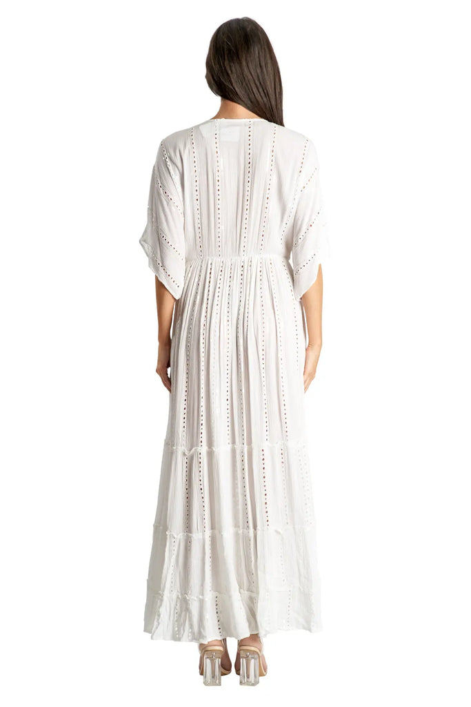 white embellished maxi resort vacation dress - La Moda Clothing