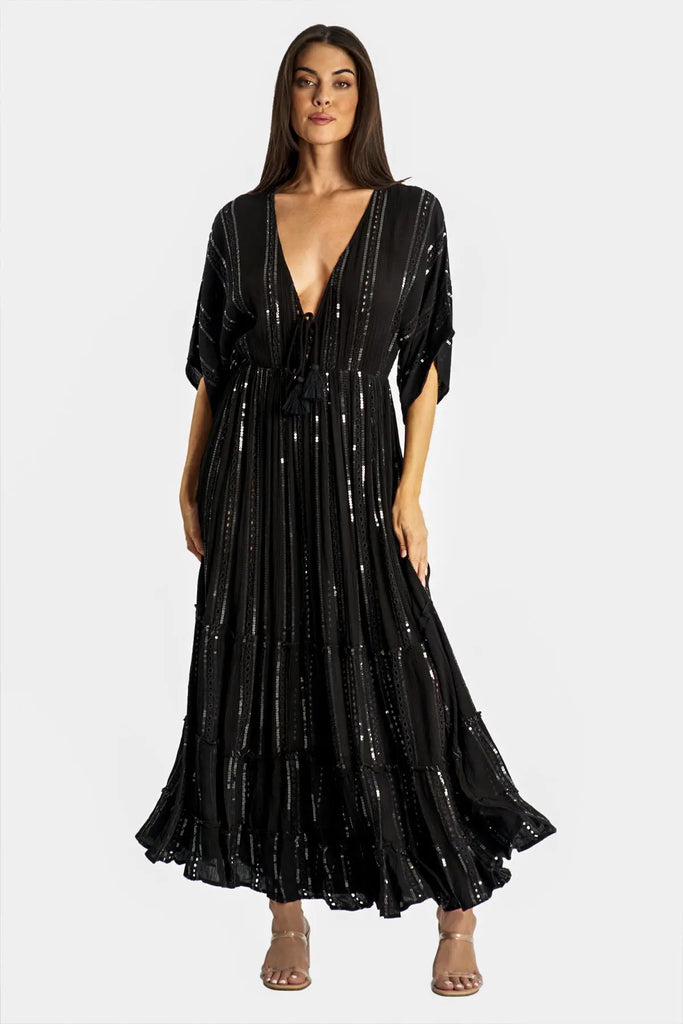 white embellished maxi resort vacation dress - La Moda Clothing