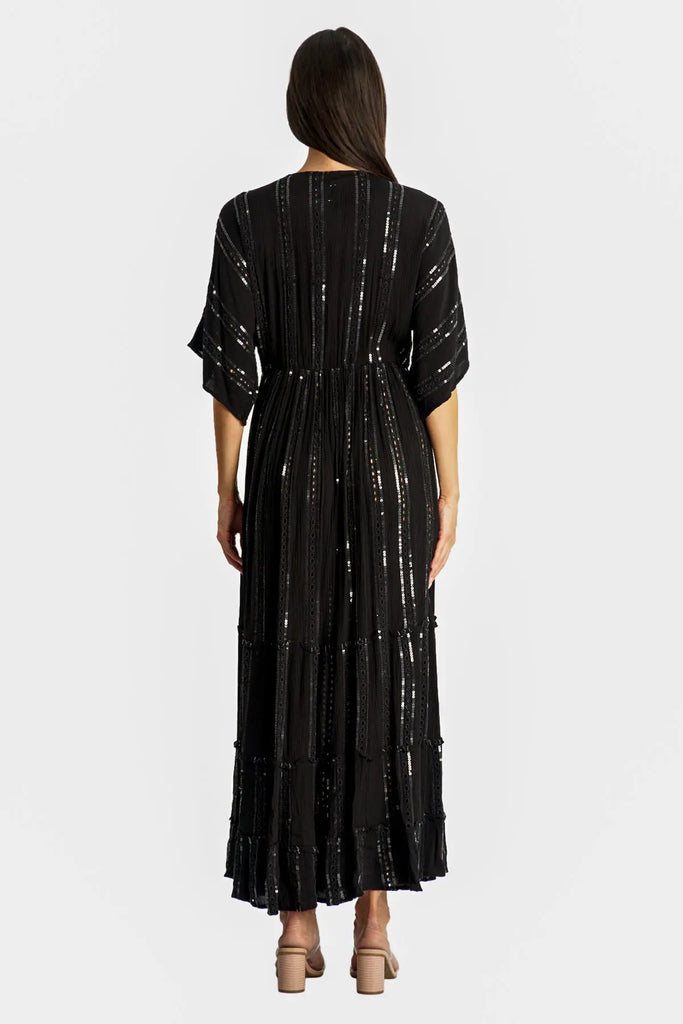 white embellished maxi resort vacation dress - La Moda Clothing