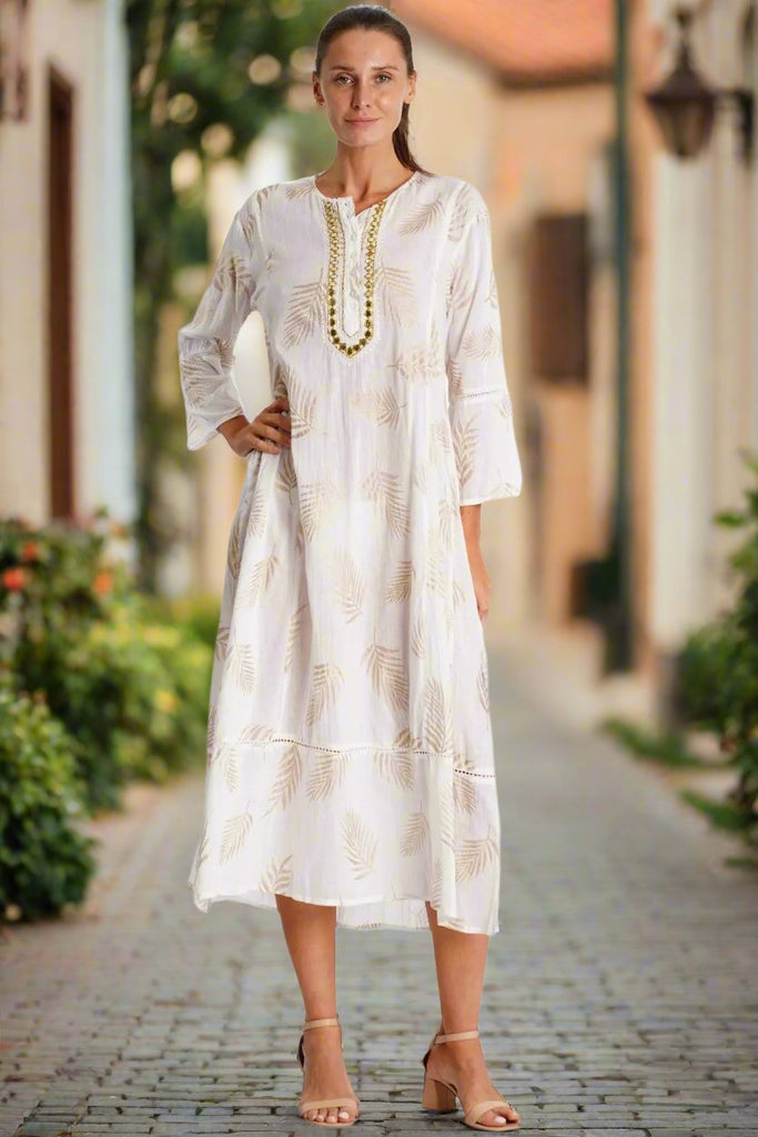 White Caftan Dress  La Moda Clothing