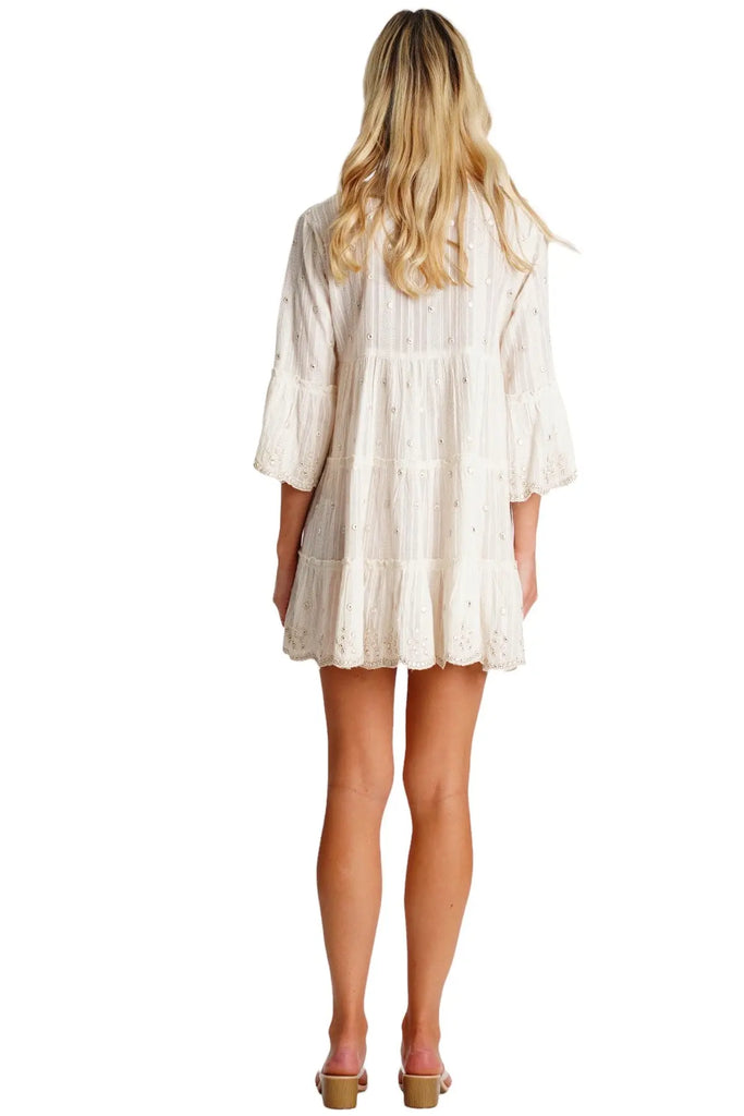 Cute White Mini Dress  La Moda Clothing