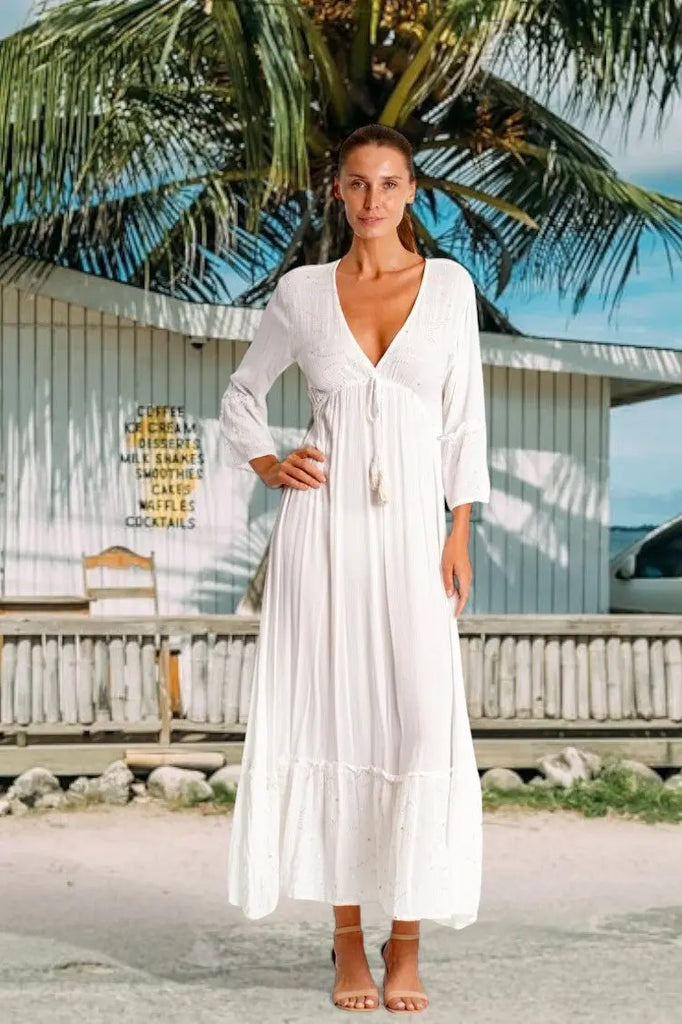 White Maxi Dress  La Moda Clothing