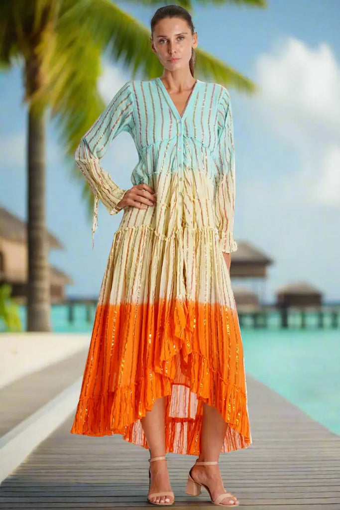 Ombrey Tiered High Low Dress  La Moda Clothing