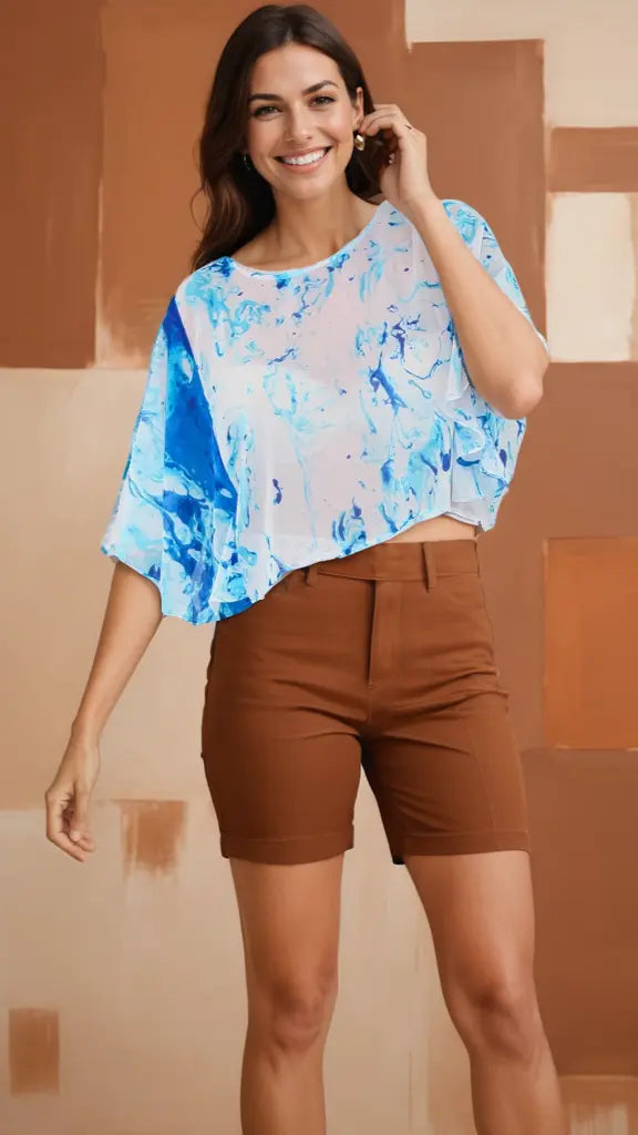 Summer Tops in Ocean Prints perfect for a beach Vavaction | La Moda Wholesalers La Moda Clothing