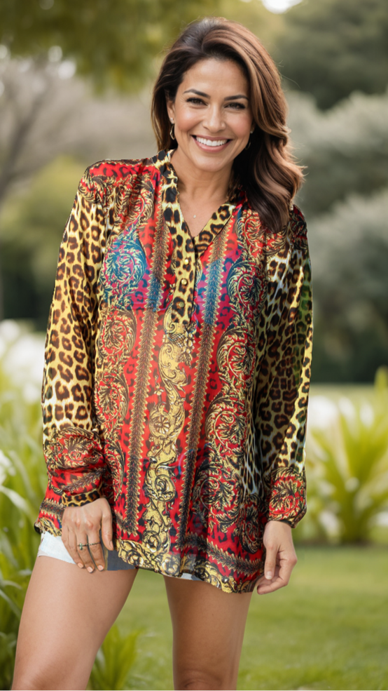 Animal Print Beach Tunic Cover Up  La Moda Clothing