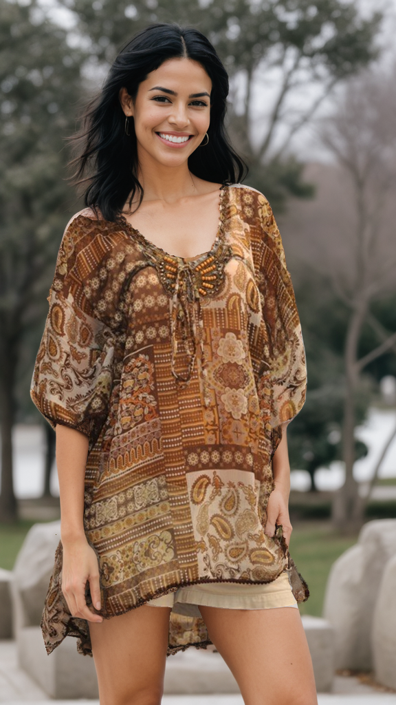 Beaded Kaftan to wear over a Swimsuit or Pair with Shorts for casual wear  La Moda Clothing