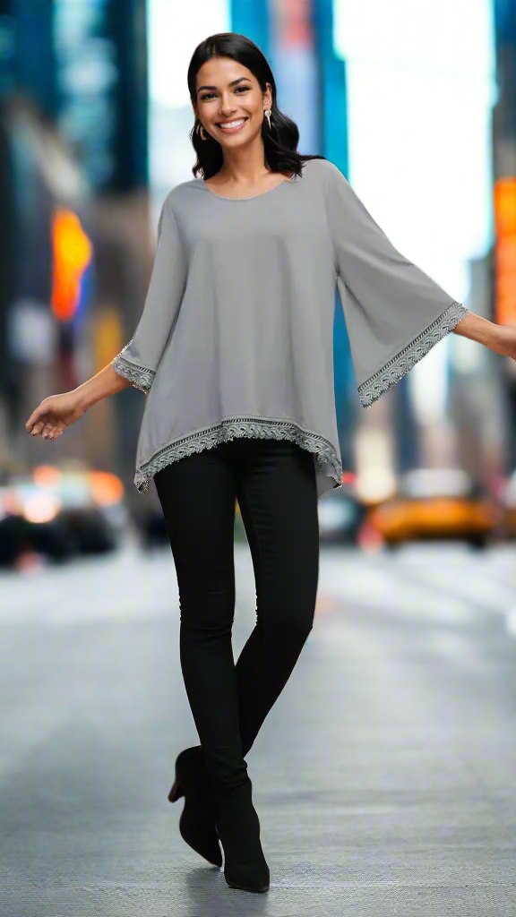 Bell Sleeve Knit Tunic in easy to wear soft fabric  La Moda Clothing