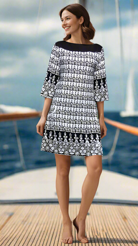 Boat Neck Resort Tunic Dress Wholesale  La Moda Clothing