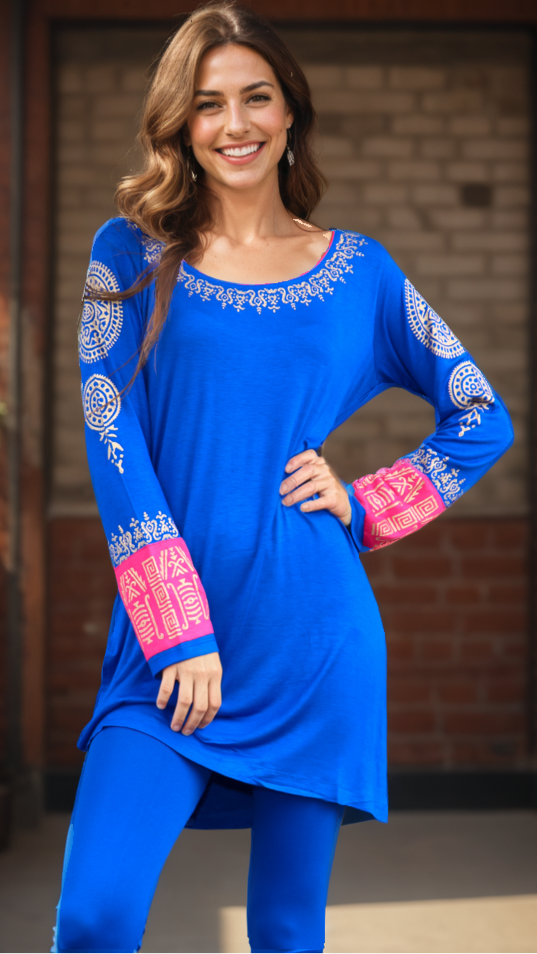 Block Printed knitted Tunic  La Moda Clothing