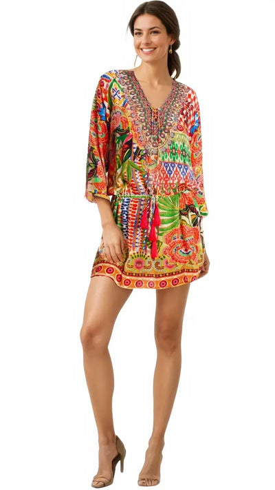 Front Drawstring Tunic Dress  La Moda Clothing