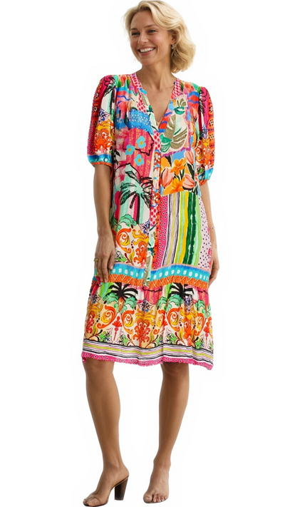 Moda Palm Print Dress  La Moda Clothing