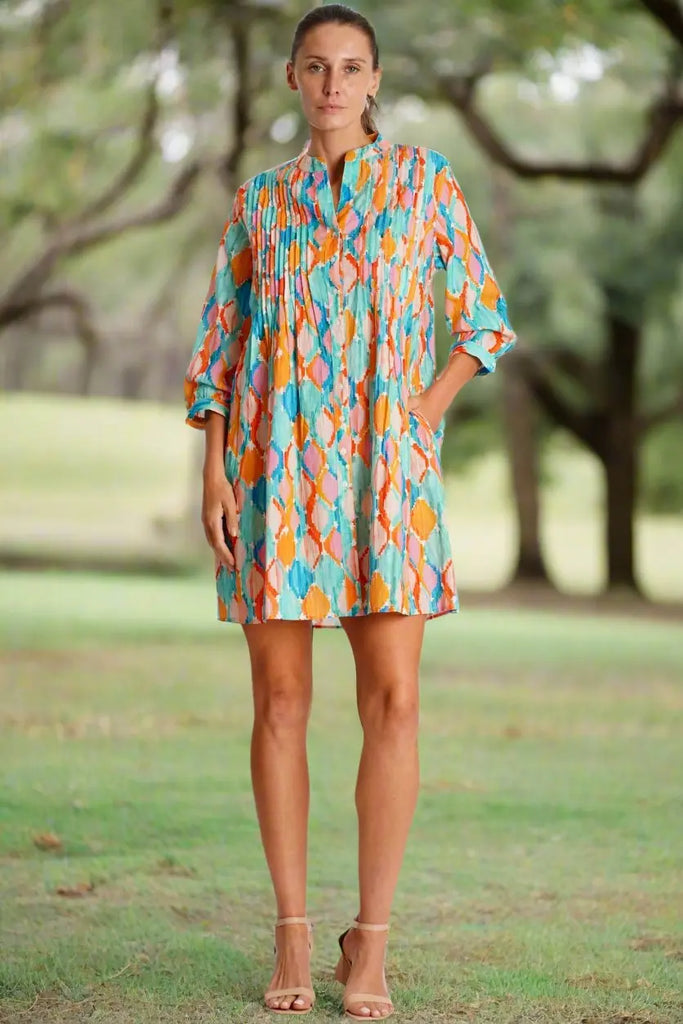 Pleated Mini Shirtdress  La Moda Clothing