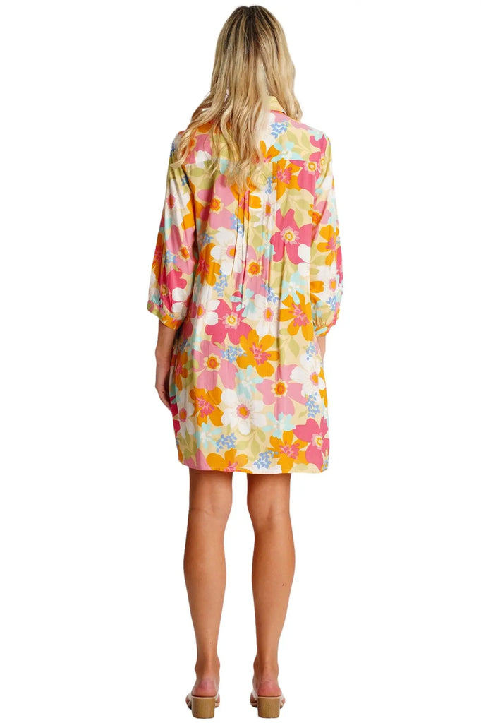 Pleated Mini Shirtdress  La Moda Clothing