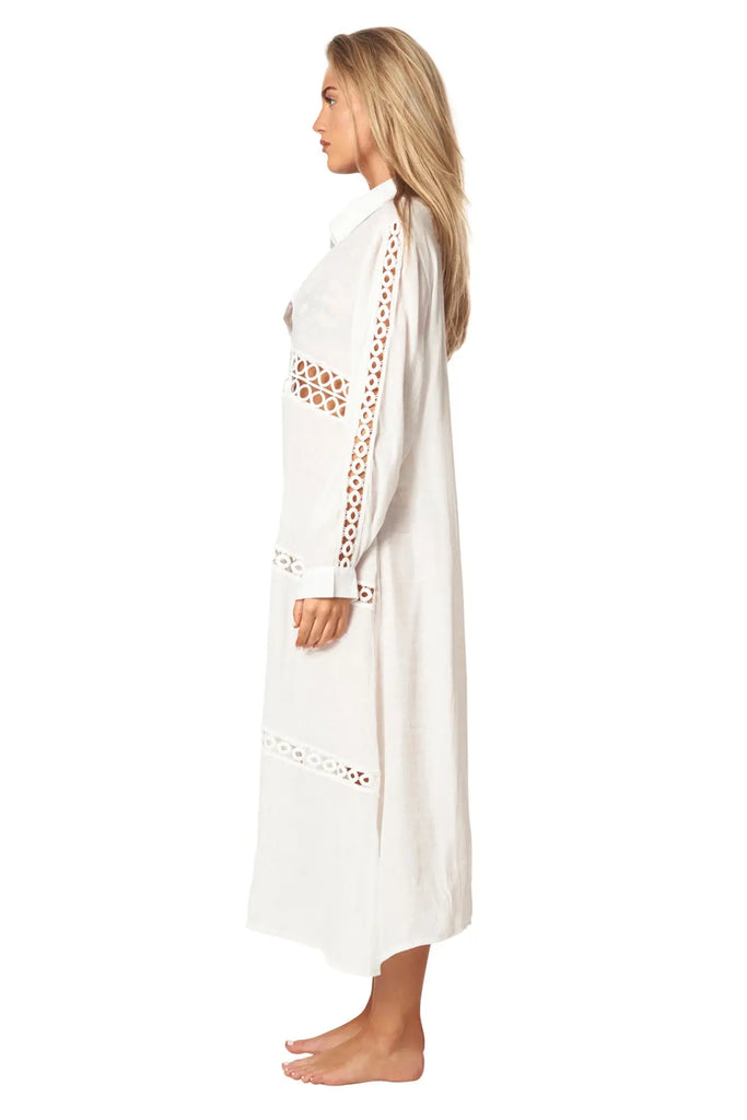 Women Loose Long Sleeve Shirt Dress Swimsuit Cover Ups - La Moda Clothing