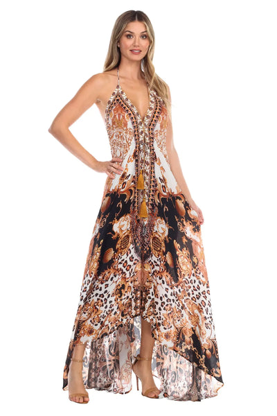 Royal Jungle Convertible 3 Way Maxi Dress Wholesale - La Moda Clothings
