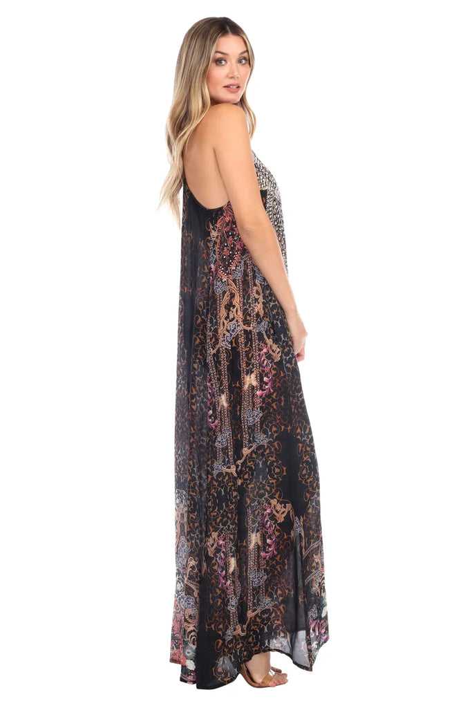 Maui Nights Elegant Maxi Pocket Dress in Viscose Silk - La Moda Clothings