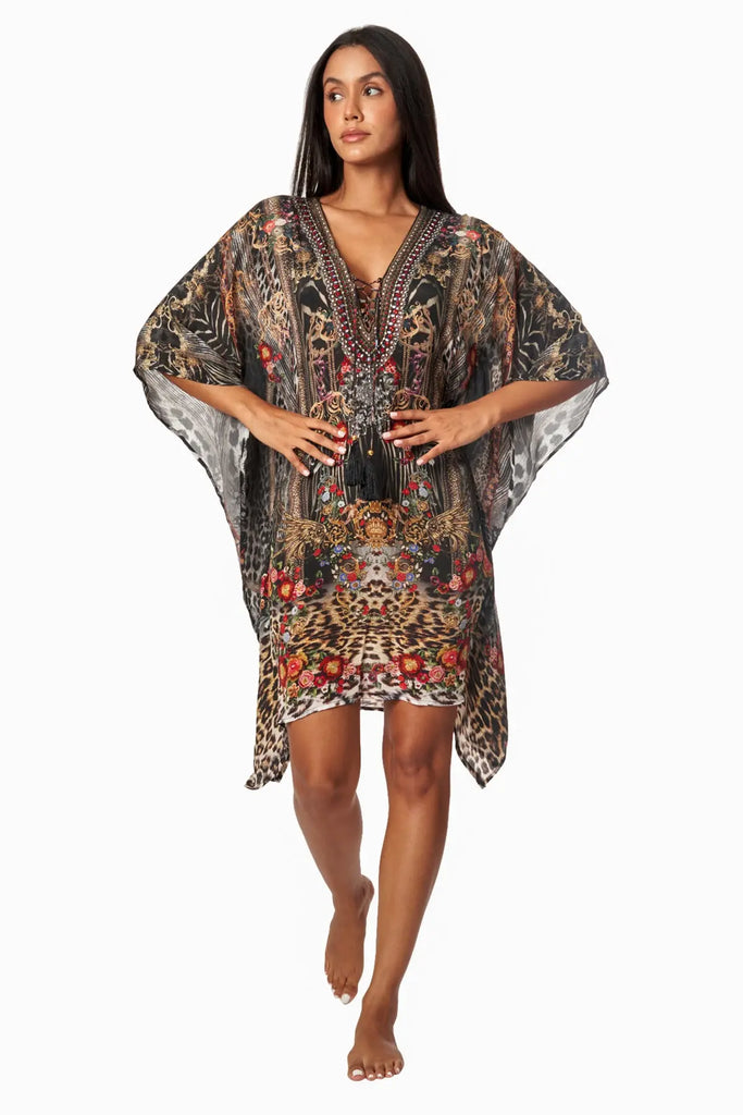 Eclectic Jungle Luxury Silk Caftan Dress - La Moda Clothing