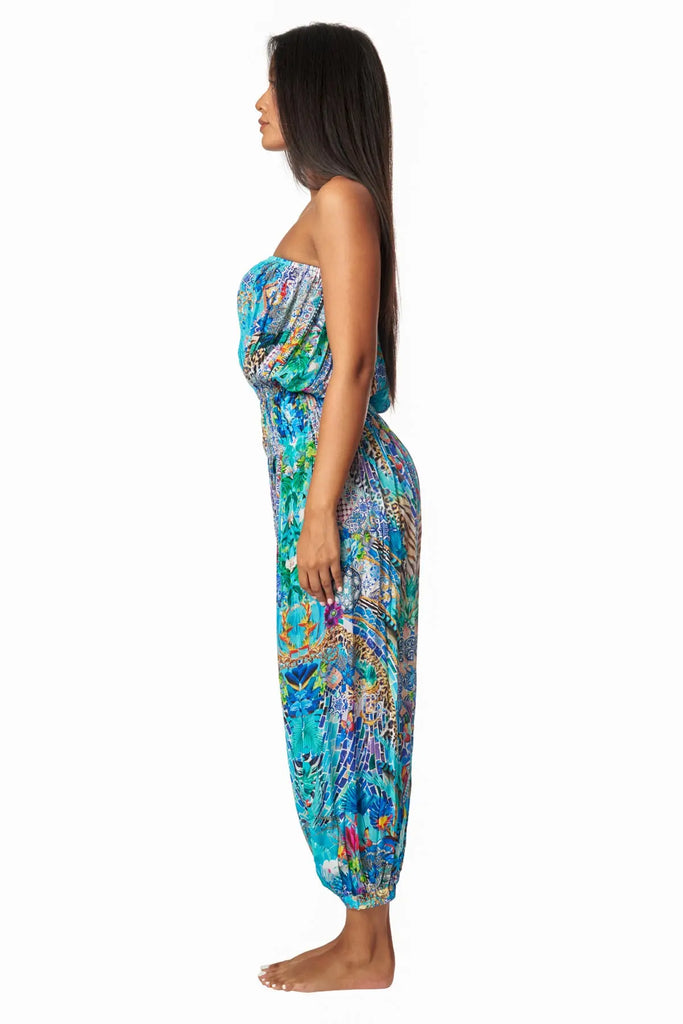 Poppy Garden Hippie Bohemian Jumpsuits with Front Pockets - La Moda Clothing