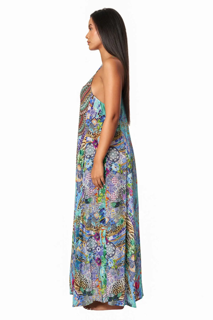 Poppy Garden Racerback Maxi Dress for Resort or Cruise - La Moda Clothing