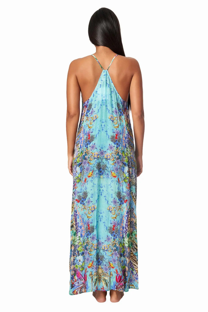 Poppy Garden Racerback Maxi Dress for Resort or Cruise - La Moda Clothing