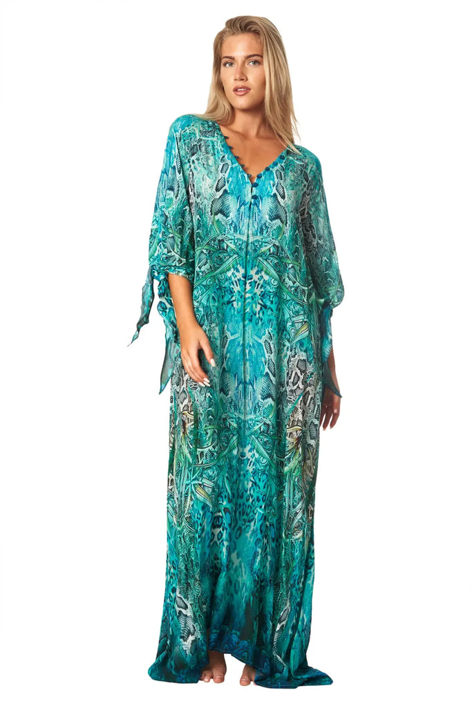 Snake Skin Maxi Kaftan Dress - La Moda Clothing