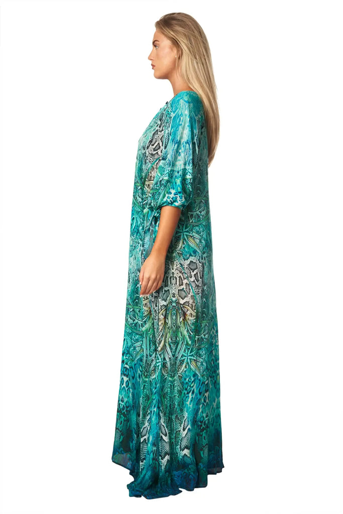 Snake Skin Maxi Kaftan Dress - La Moda Clothing