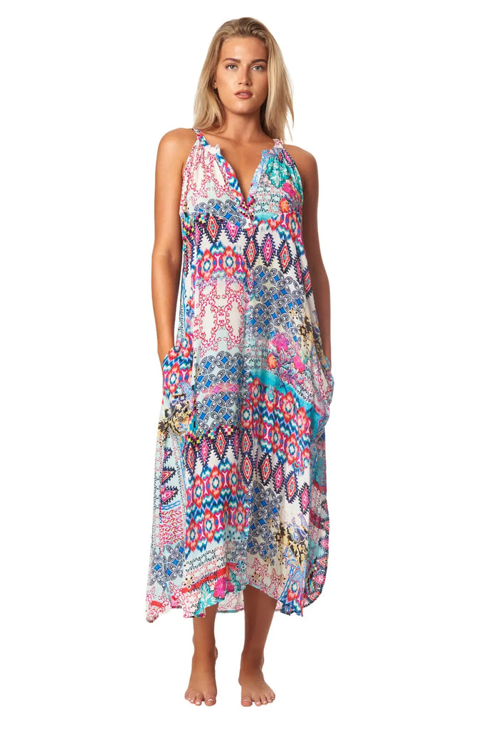 Tribal Ikat Resort Vacation Dress - La Moda Clothing