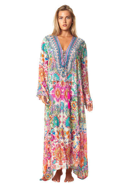 Eden Garden Long Caftan Dress - La Moda Clothing