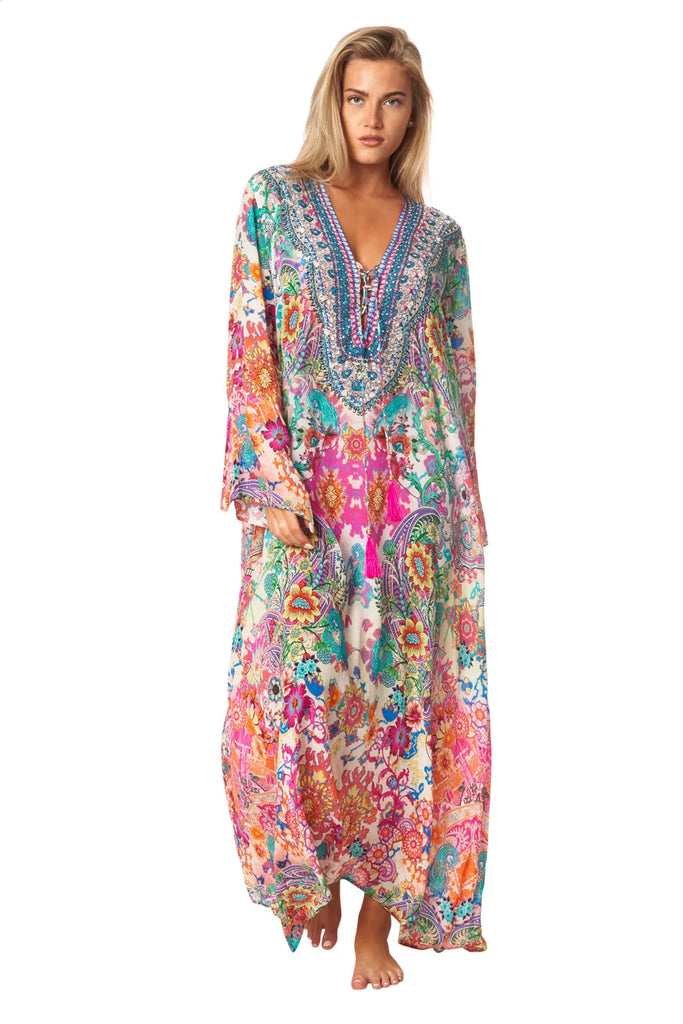 Eden Garden Long Caftan Dress - La Moda Clothing