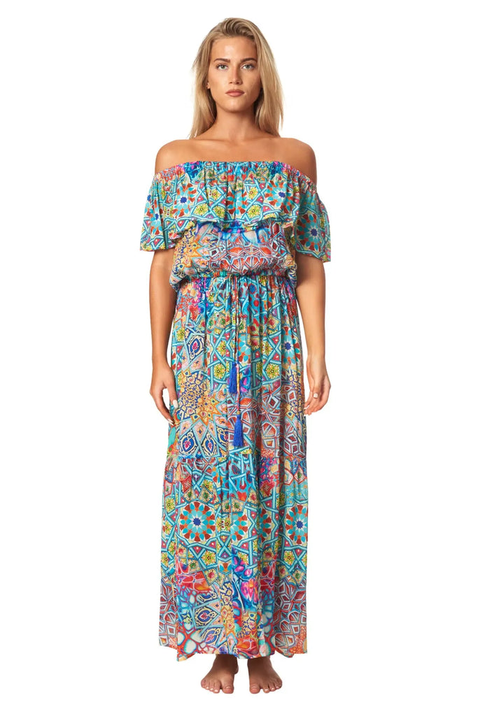 River Bed Long Off the Shoulder Dress - La Moda Clothing