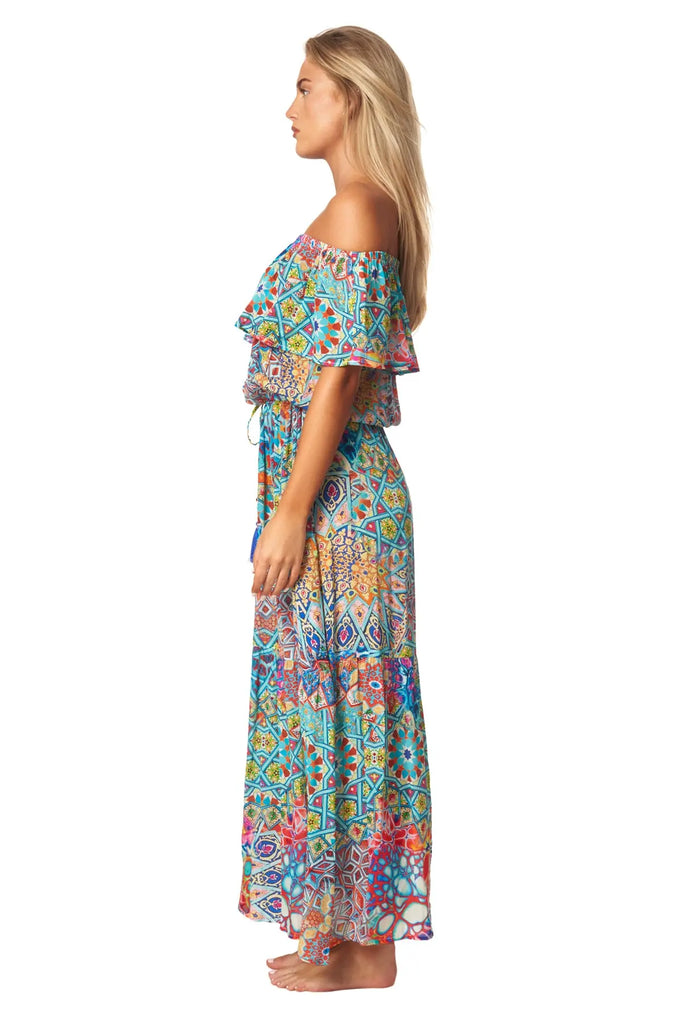 River Bed Long Off the Shoulder Dress - La Moda Clothing